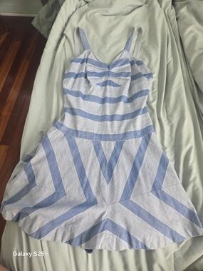 Authentic 1920s Vintage Striped Blue & White Swimsuit- Make a Cute Sundress